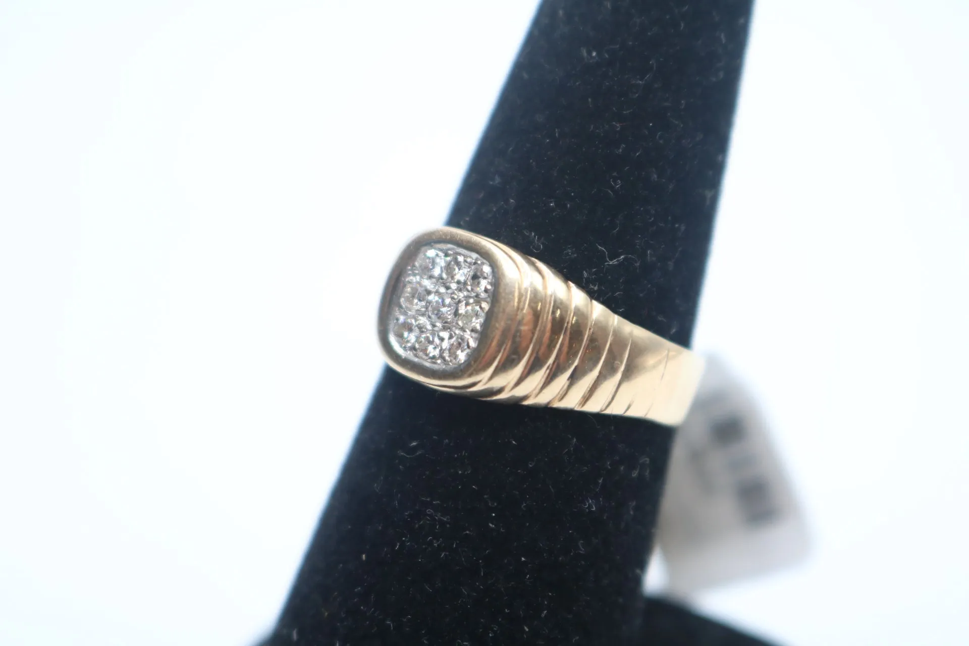 10-Karat Yellow Gold Men's Textured Cluster Diamond Ring (Size 8 1/2)