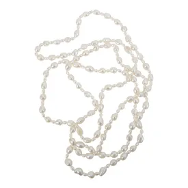 114-01 | WHITE 60" ALTERNATING BAROQUE NECKLACE