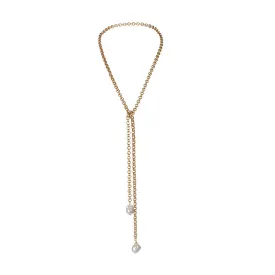 117-01-G | TURKISH GOLD LARIAT W/ 2 WILD PEARLS