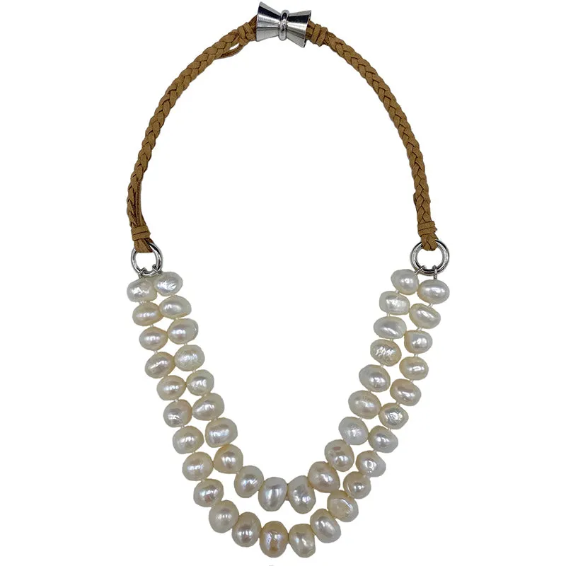 118-01-22 | SHORT BOMBAY NECKLACE (WHITE/TAN)