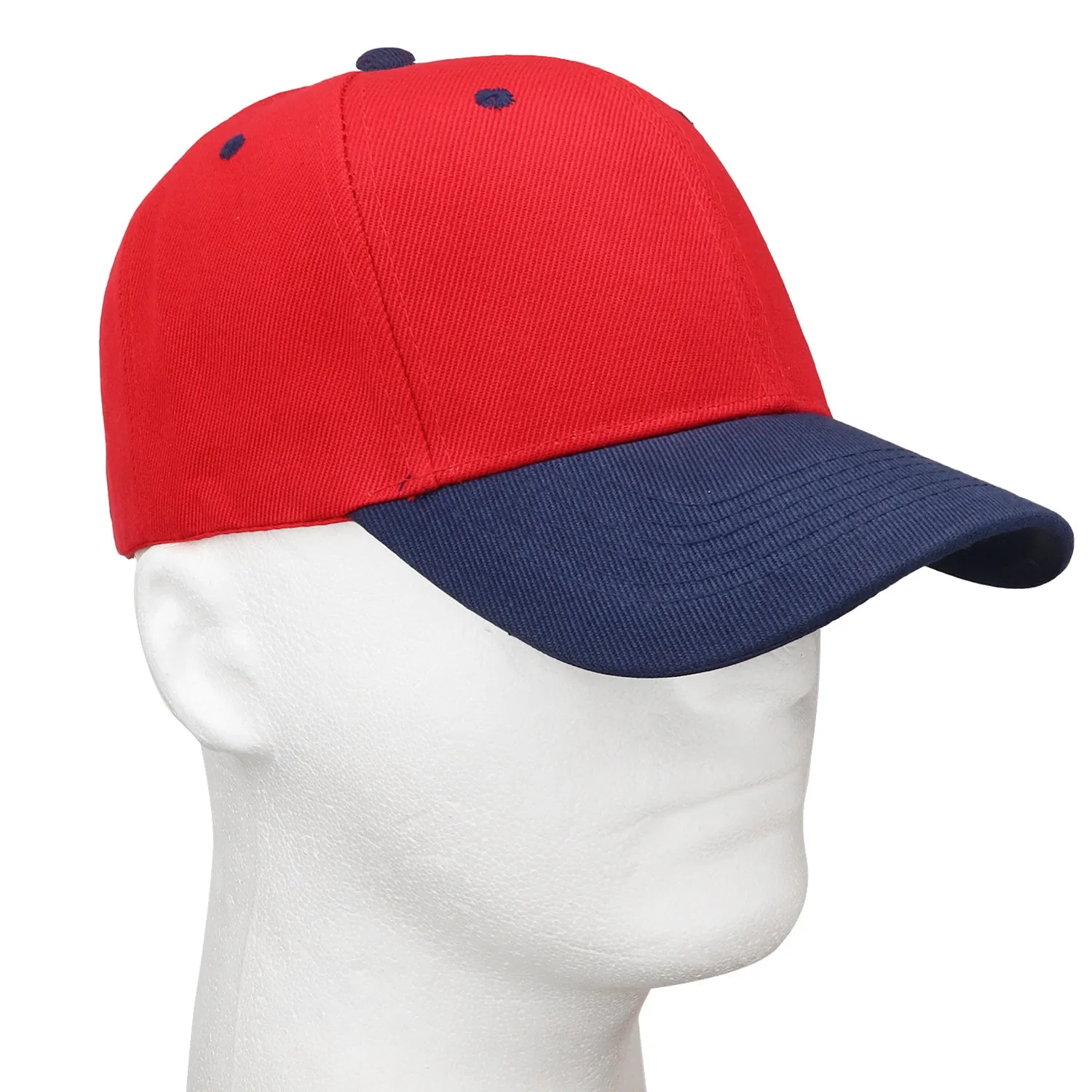 12-Pack Baseball Dad Cap Velcro Strap Adjustable Size - Red/Navy