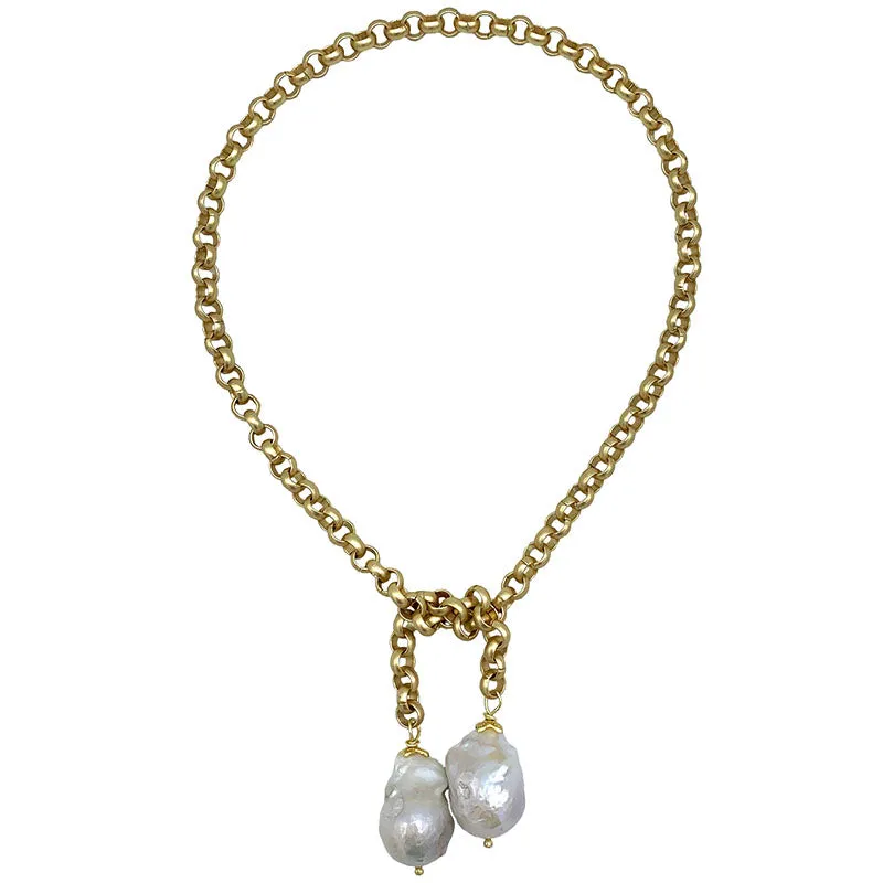 133-01-G | TURKISH PETITE LARIAT CHOKER (WHITE/GOLD)