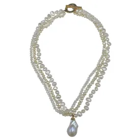 137-01-G | 3-STRAND IVORY QUARTZ CHOKER