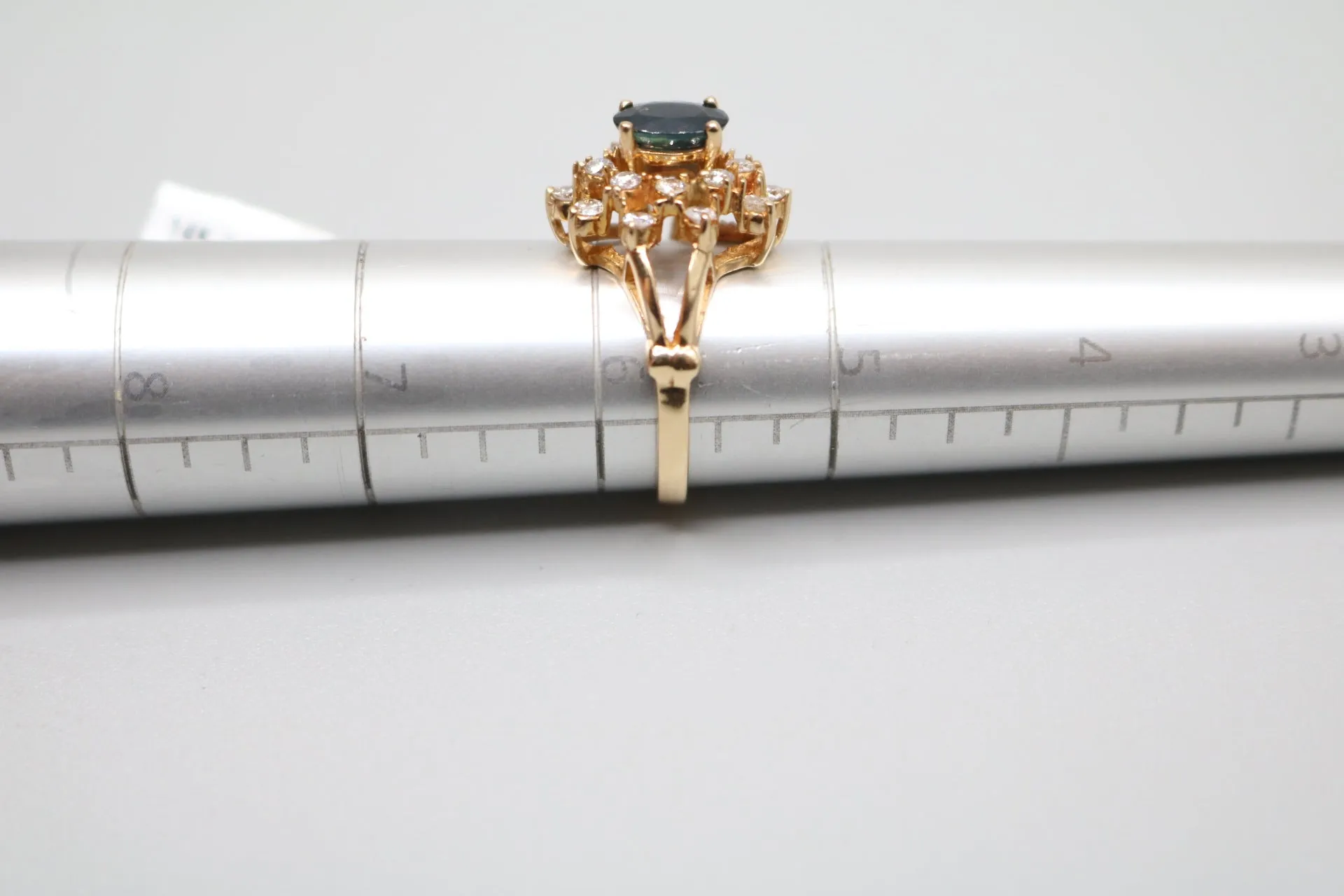 14-Karat Yellow Gold Diamond and Topaz Cluster Ring Size of 5 3/4