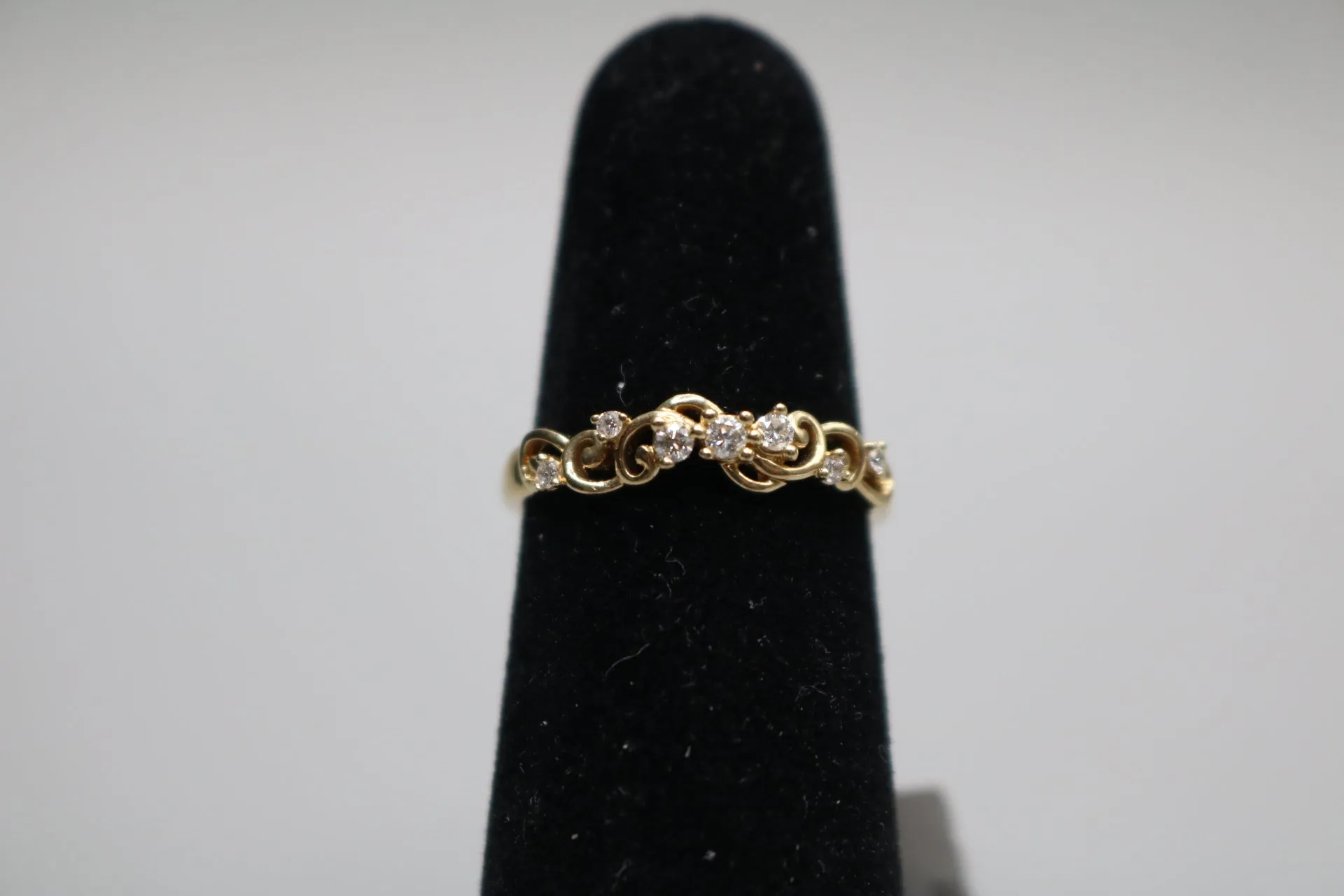 14-Karat Yellow Gold Fancy Diamond Floral Ring Size of 6 3/4