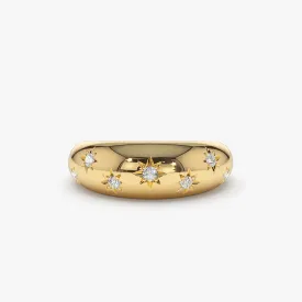 14k 6MM Dome Star Setting Diamond Ring