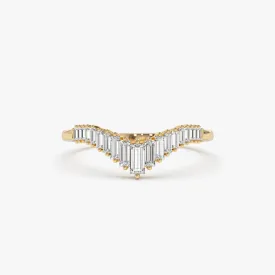 14K Baguette Diamond Curved Tiara Ring