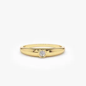 14k Dome Diamond Bezel Ring