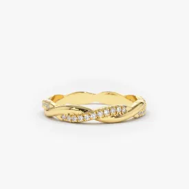 14K Gold Weaving Braid Eternity Diamond Ring