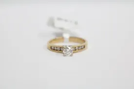 14K Yellow Gold Diamond Engagement Ring (Size 5 1/4) CTW 0.36