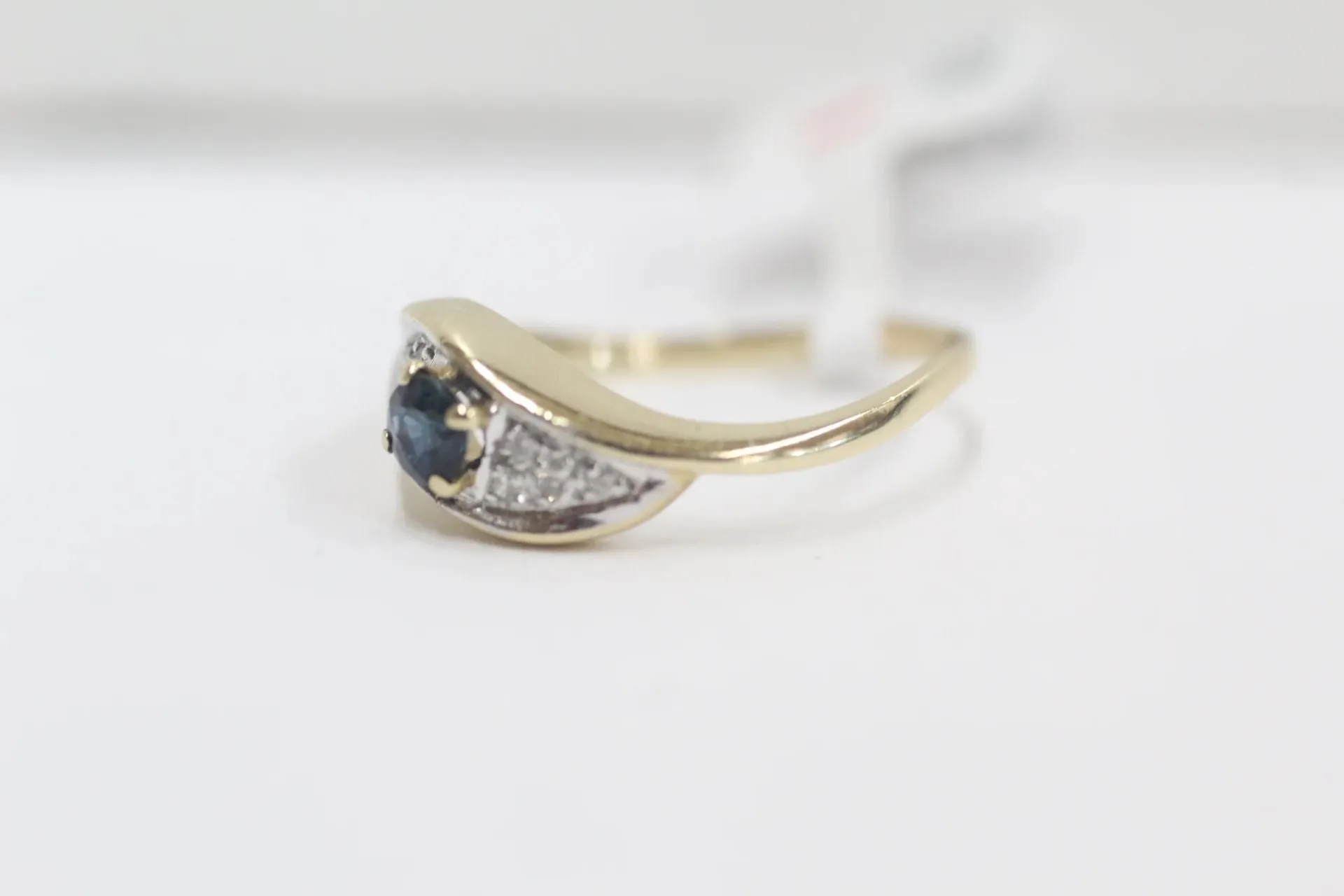 14K Yellow Gold Diamond Sapphire Bypass Ring (Size 6) (Clearance Sale!)