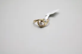 14K Yellow Gold Diamond Solitaire Bypass Ring (0.18 CTW) (Size 5 1/2)