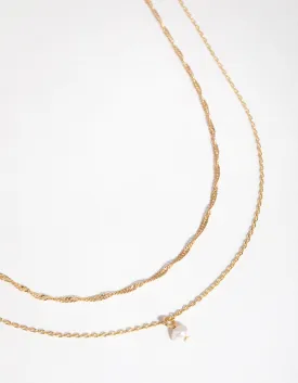 18ct Gold Plated June Pearl Necklace Set