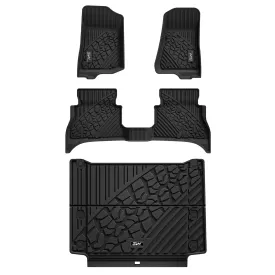 3W Jeep Wrangler 4XE Custom Floor Mats / Trunk Mat 2021-2024 Hybrid 4 Door TPE Material & All-Weather Protection