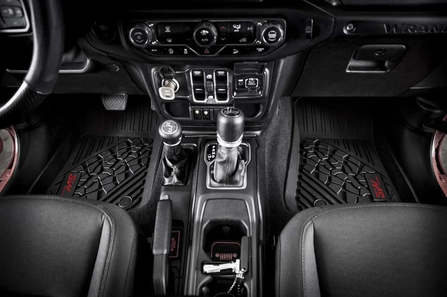 3W Jeep Wrangler 4XE Custom Floor Mats / Trunk Mat 2021-2024 Hybrid 4 Door TPE Material & All-Weather Protection