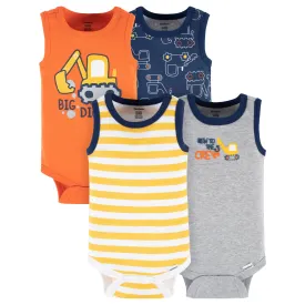 4-Pack Baby Boys Big Digger Tank Onesies® Bodysuits