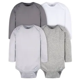 4-Pack Baby Neutral Grey Long Sleeve Onesies® Bodysuits