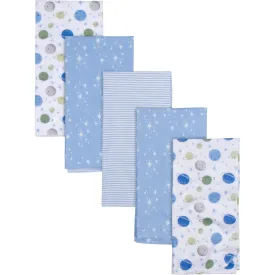 5-Pack Baby Boys Space Flannel Receiving Blankets