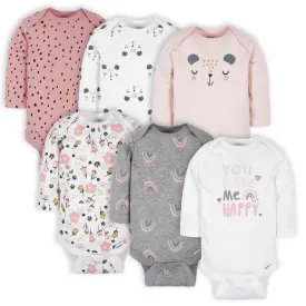 6-Pack Baby Girls Bear Long Sleeve Onesies® Bodysuits