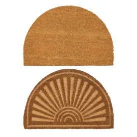 60cm x 40cm Embossed Coir Half Moon Door Mats - Pack of Two - By Nicola Spring