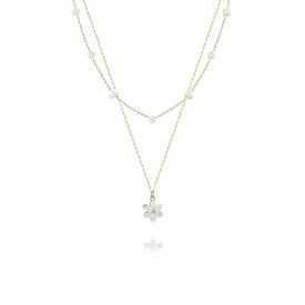 925 Silver Flower Pendant Pearl Necklace