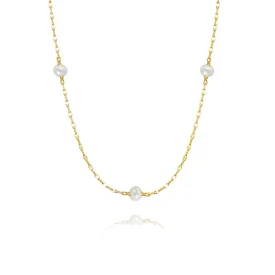 925 Silver Lip Chain Pearl Necklace