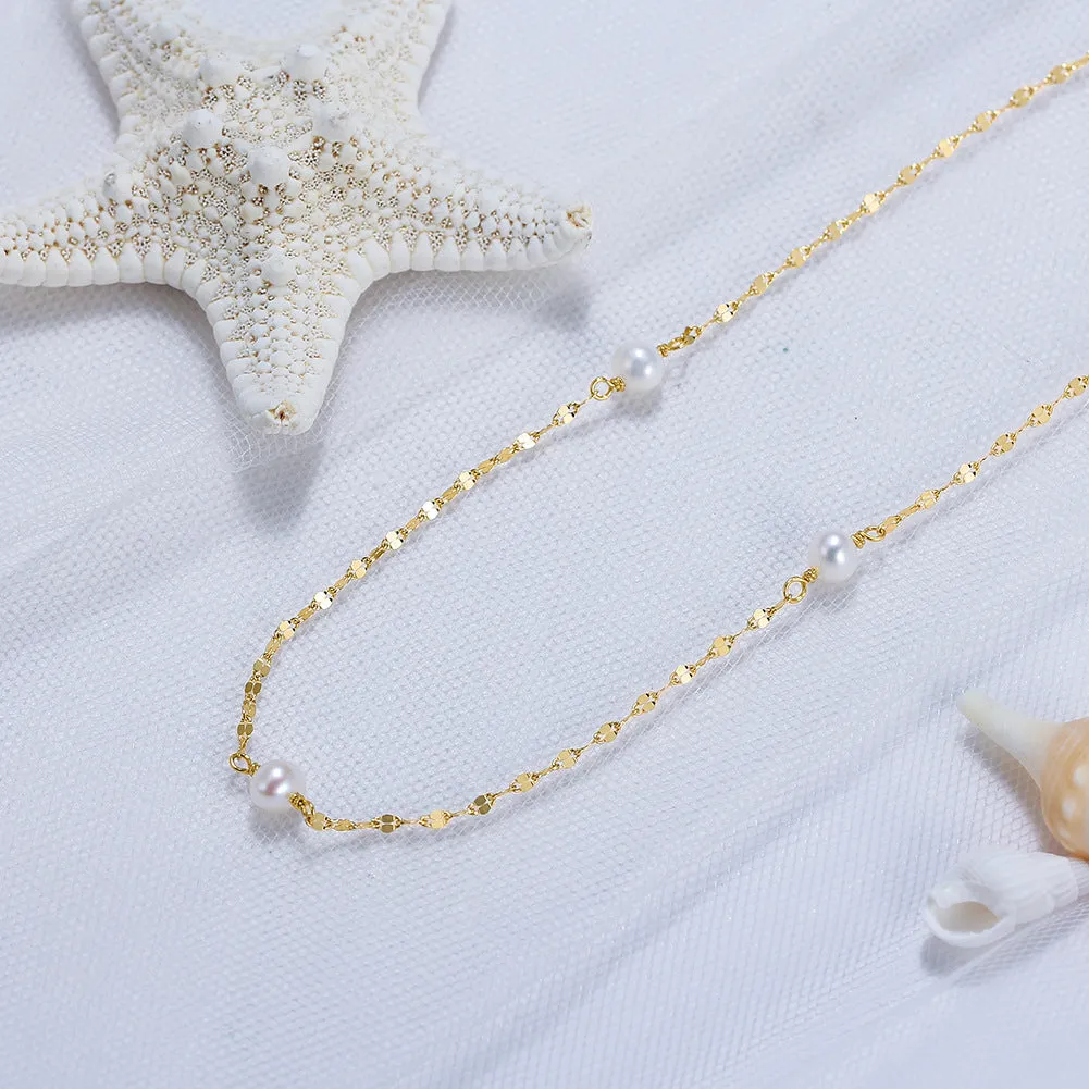 925 Silver Lip Chain Pearl Necklace