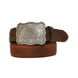 Ariat Boy's Flower Tooled Brown Belt