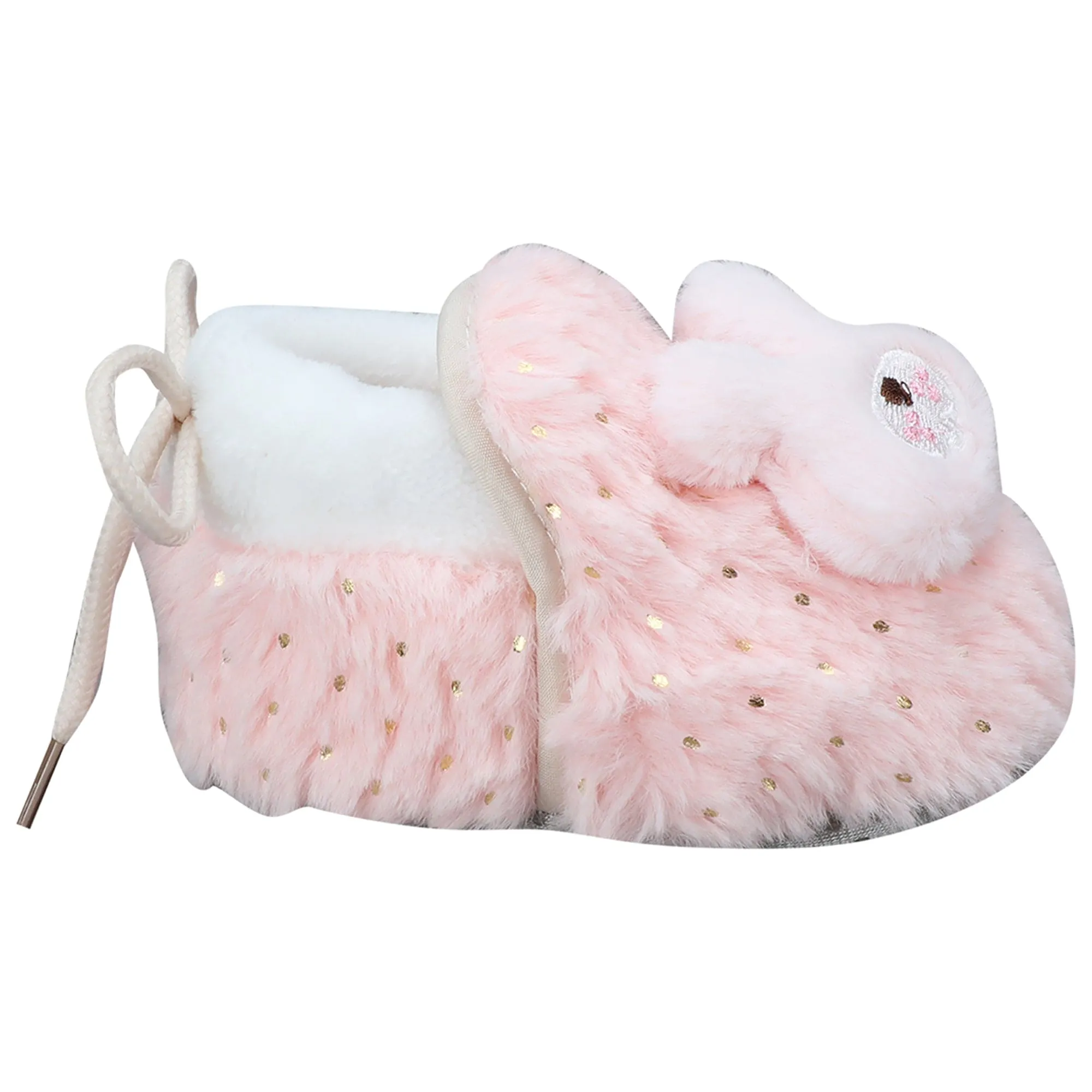 Baby Moo 3D Bunny Soft Slip-On Anti-Skid Plush Warm Booties - Pink