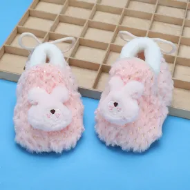 Baby Moo 3D Bunny Soft Slip-On Anti-Skid Plush Warm Booties - Pink