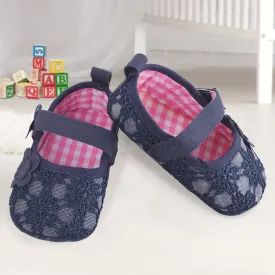 Baby Moo Floral Lace Blue Booties