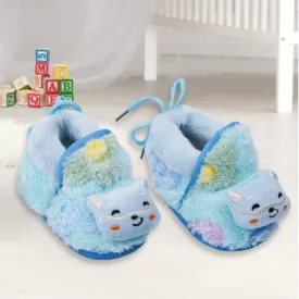 Baby Moo Kitten Mitten 3D Rattle Warm Anti Skid Booties - Blue