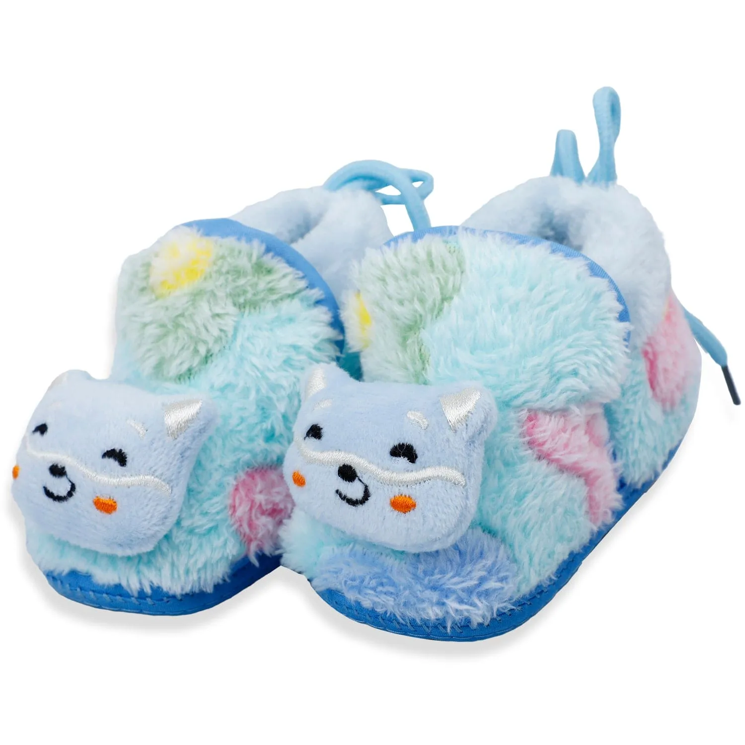 Baby Moo Kitten Mitten 3D Rattle Warm Anti Skid Booties - Blue