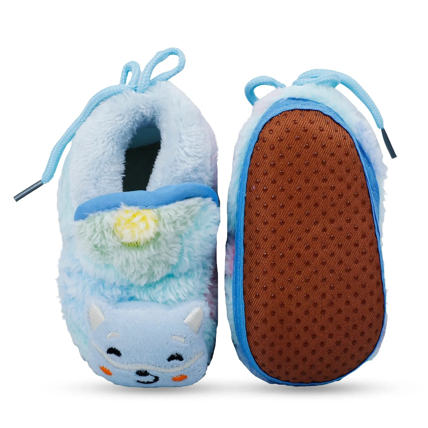 Baby Moo Kitten Mitten 3D Rattle Warm Anti Skid Booties - Blue