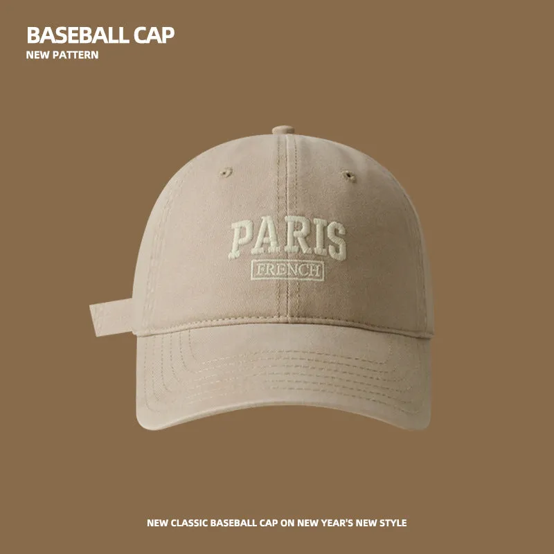 Baseball Cap Women's Face-Showing Small Embroidered Letters Baseball Cap Big Head Soft Top Street Fashion Women's Hat