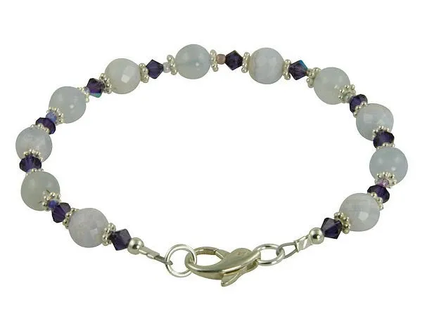 Blue Chalcedony Gemstone Beaded Bracelets