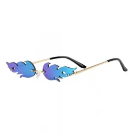 Blue Rimless Flame Sunglasses For Women's