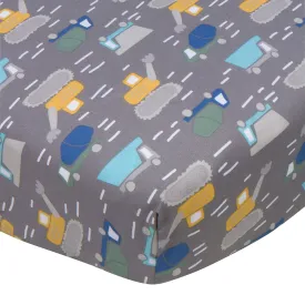 Boys Construction Trucks Fitted Crib Sheet