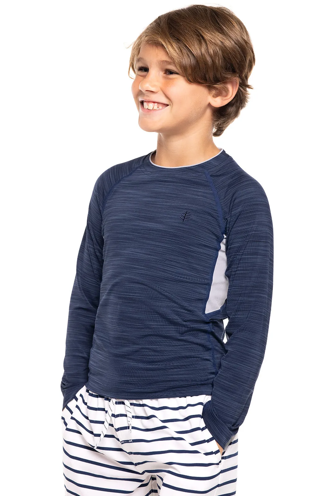 Boy's Ultimate Long Sleeve Rash Guard | Navy Line