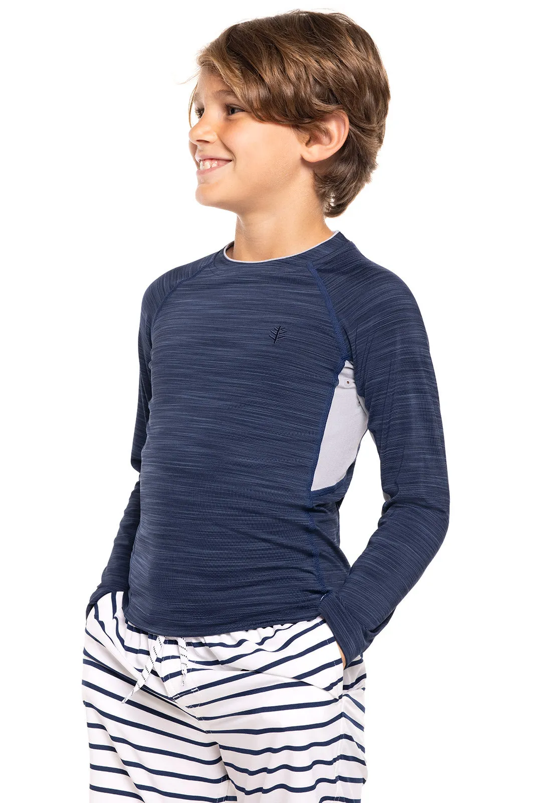 Boy's Ultimate Long Sleeve Rash Guard | Navy Line