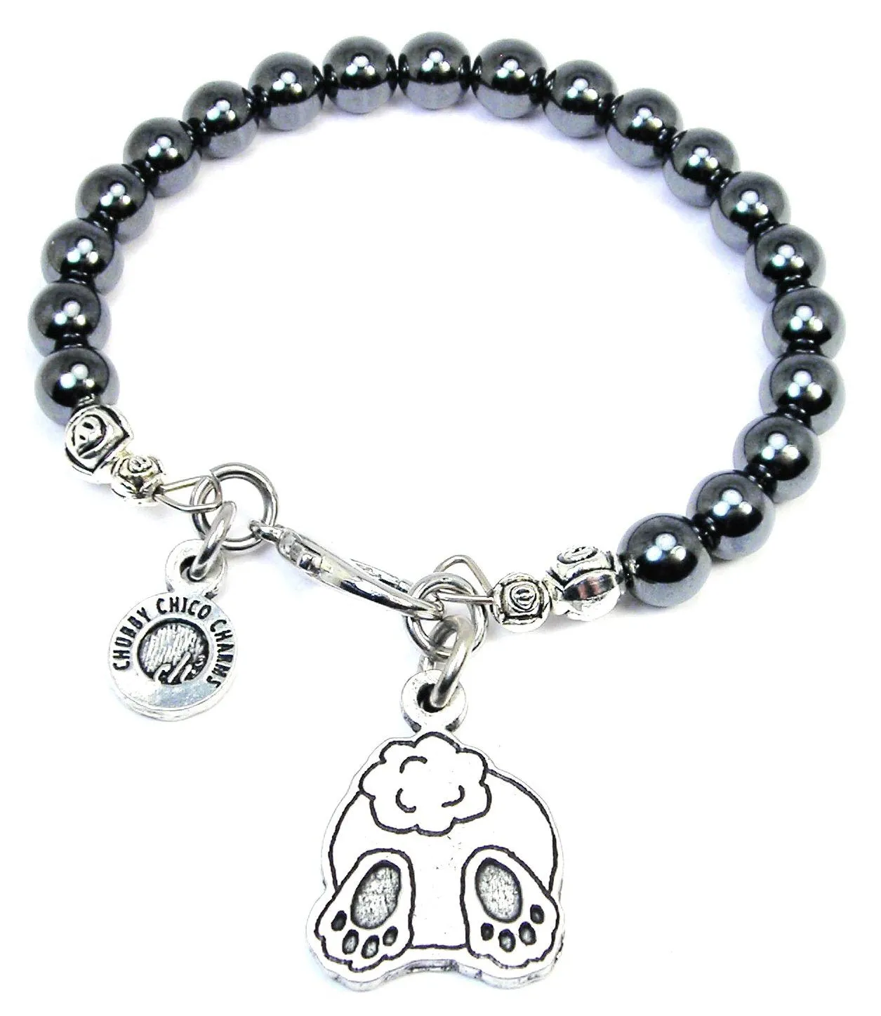 Bunny Butt Hematite Glass Bracelet