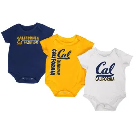 California Bears Colosseum Navy Gold White Infant One Piece Outfits - 3 Pack