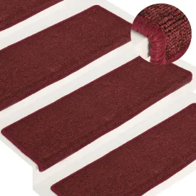 Carpet Stair Treads 15 pcs 65x25 cm Matte Red