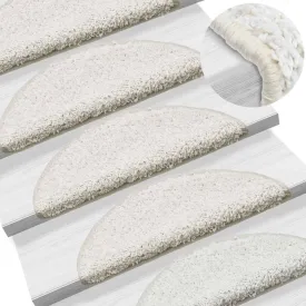 Carpet Stair Treads 15 pcs White 65x25 cm