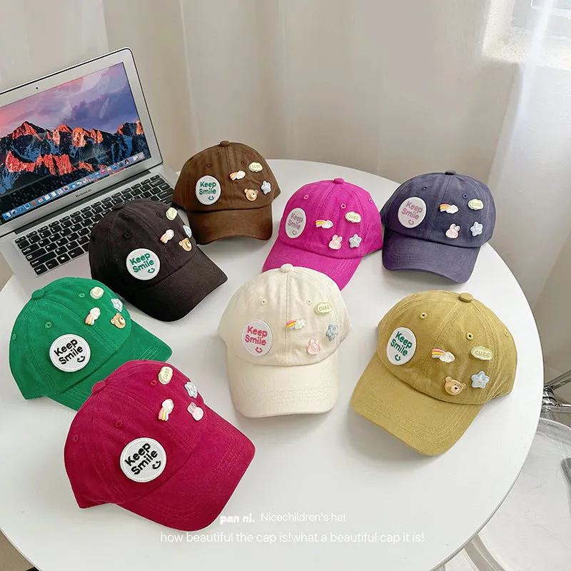 Cartoon letter bear baseball cap children's autumn style cap for boys and girls cute autumn children's hat