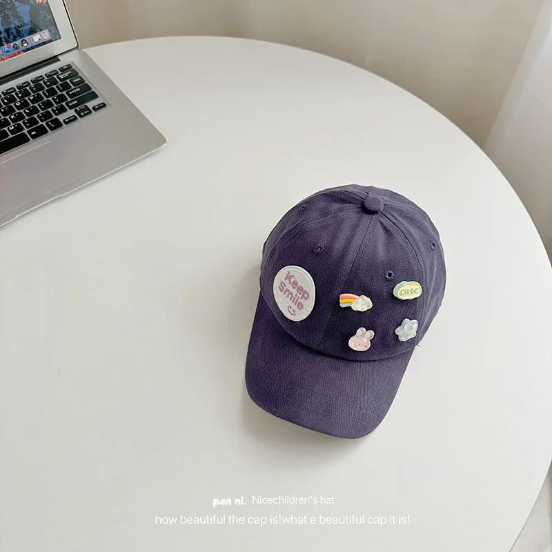 Cartoon letter bear baseball cap children's autumn style cap for boys and girls cute autumn children's hat