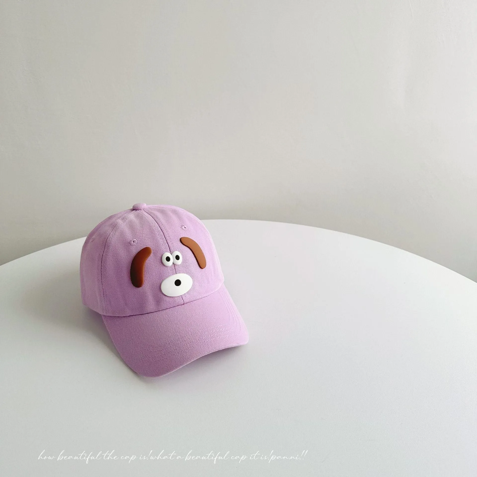 Cartoon puppy baseball cap for women with small head circumference and face, cute washed soft-top peaked hat, parent-child sun hat, trendy