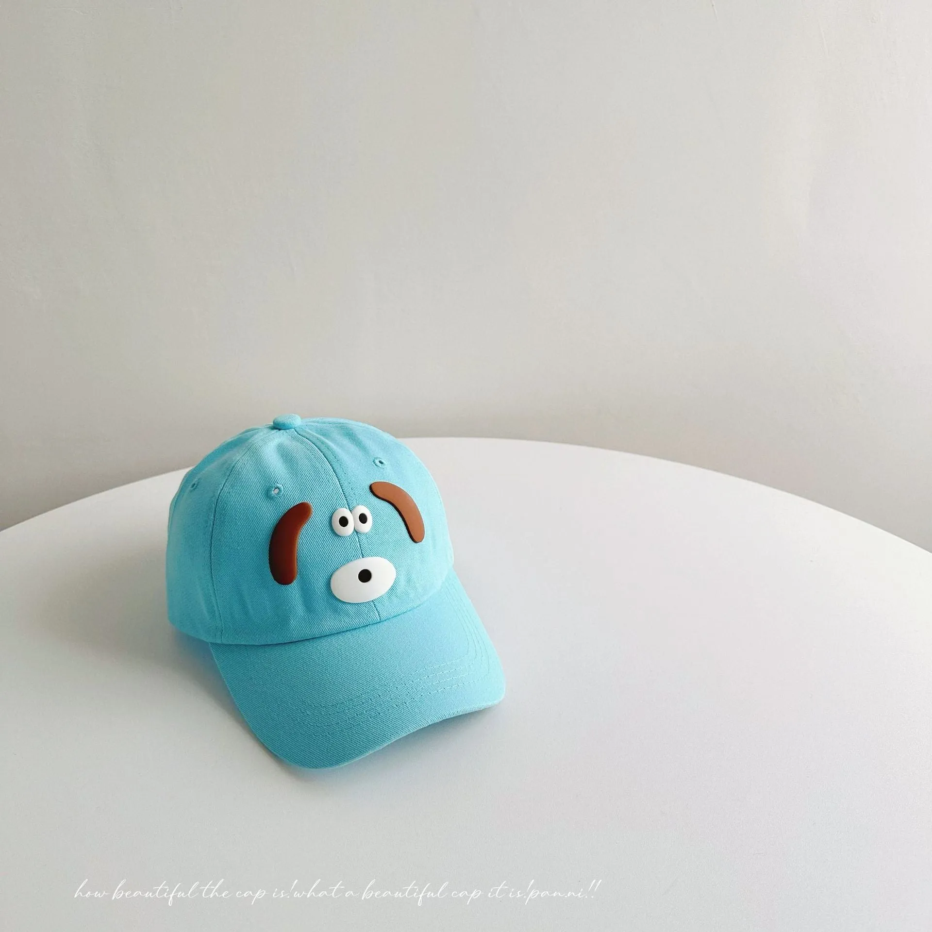 Cartoon puppy baseball cap for women with small head circumference and face, cute washed soft-top peaked hat, parent-child sun hat, trendy