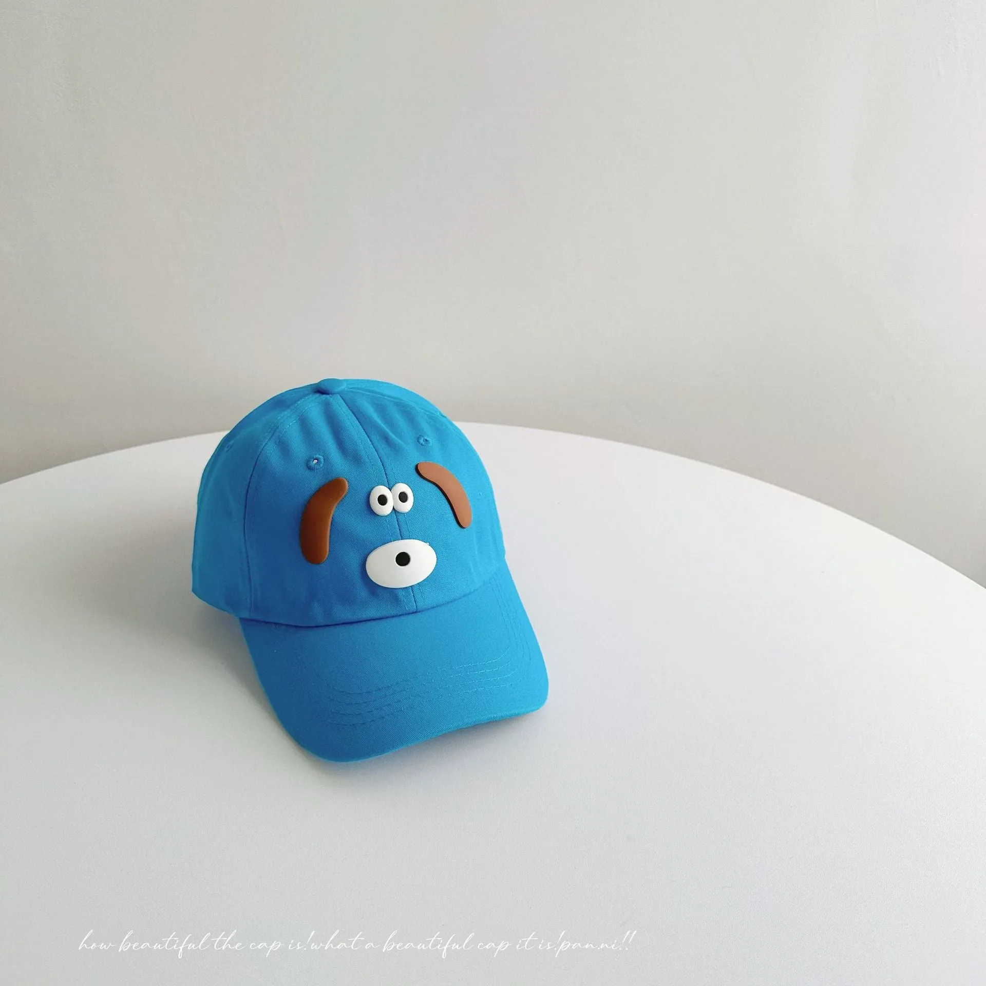 Cartoon puppy baseball cap for women with small head circumference and face, cute washed soft-top peaked hat, parent-child sun hat, trendy