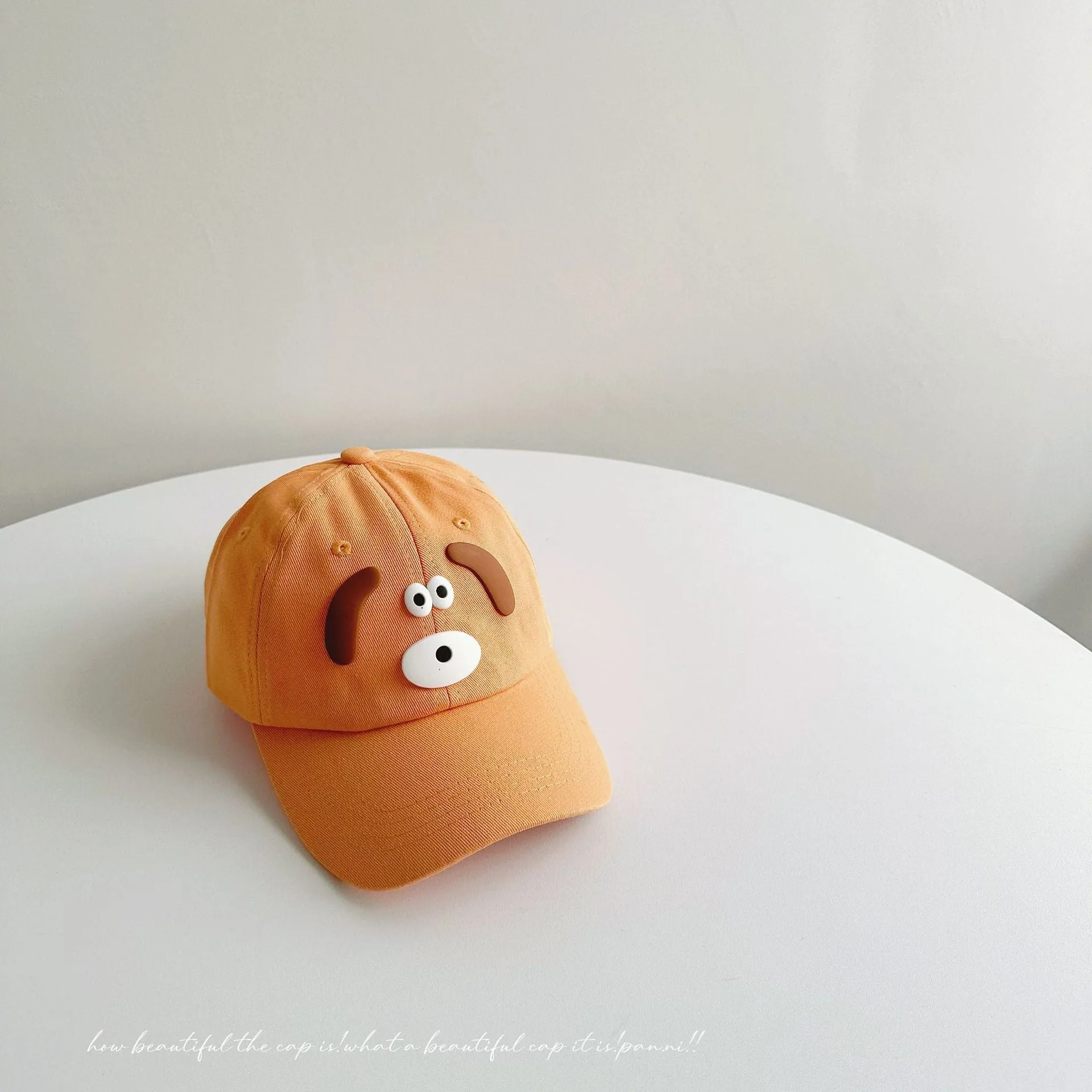 Cartoon puppy baseball cap for women with small head circumference and face, cute washed soft-top peaked hat, parent-child sun hat, trendy